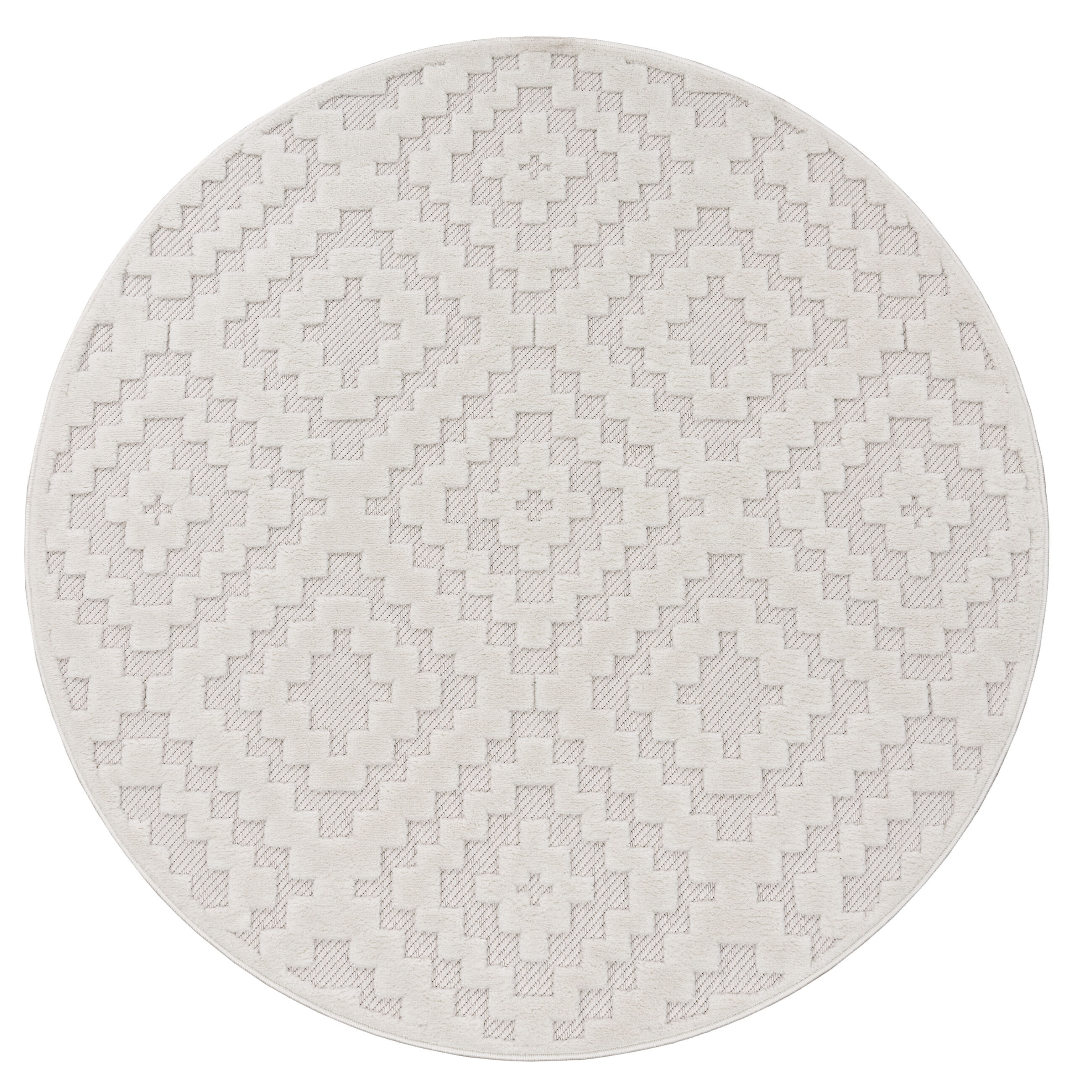 Ashdown Geometric Machine Woven Polypropylene Indoor / Outdoor Area Rug in Cream