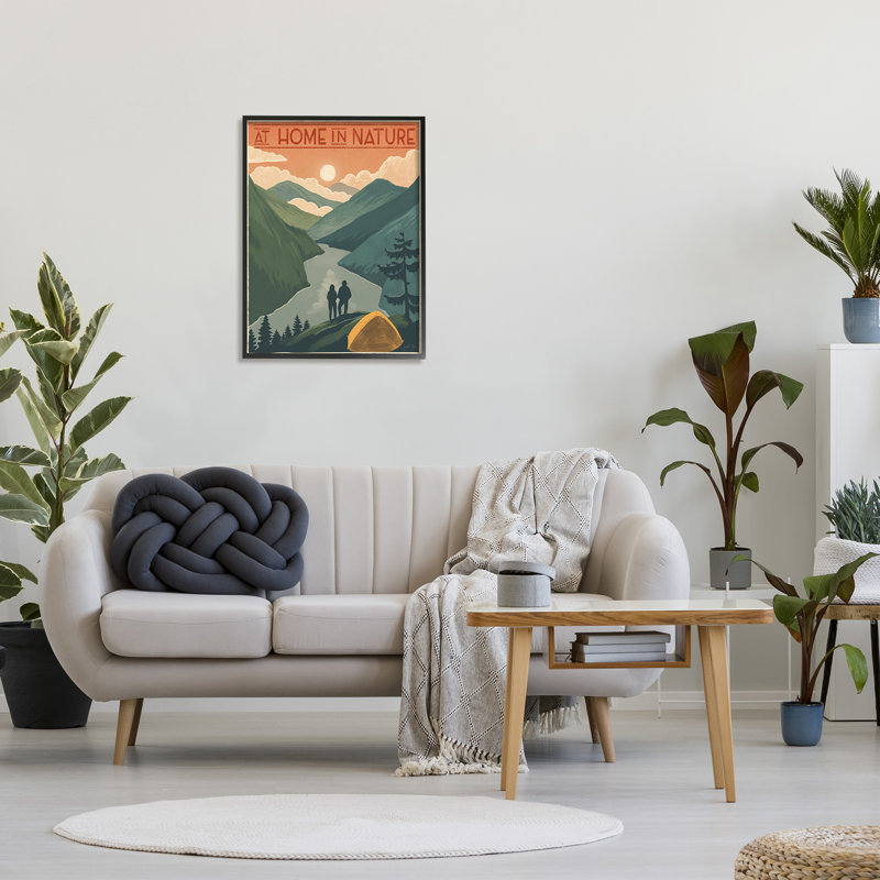 At Home In Nature Expression, tente de camping, montagnes, XXL, art numérique sur estampe numérique par Janelle Penner