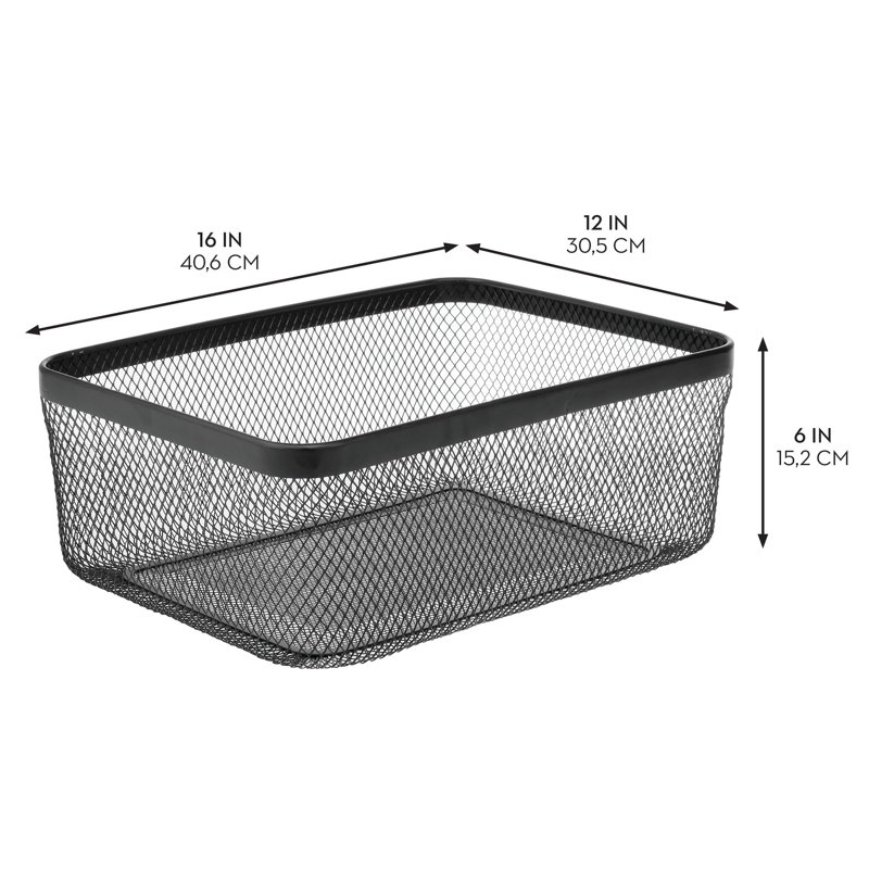 Panier en fil de fer 16 x 12 x 6, Noir mat