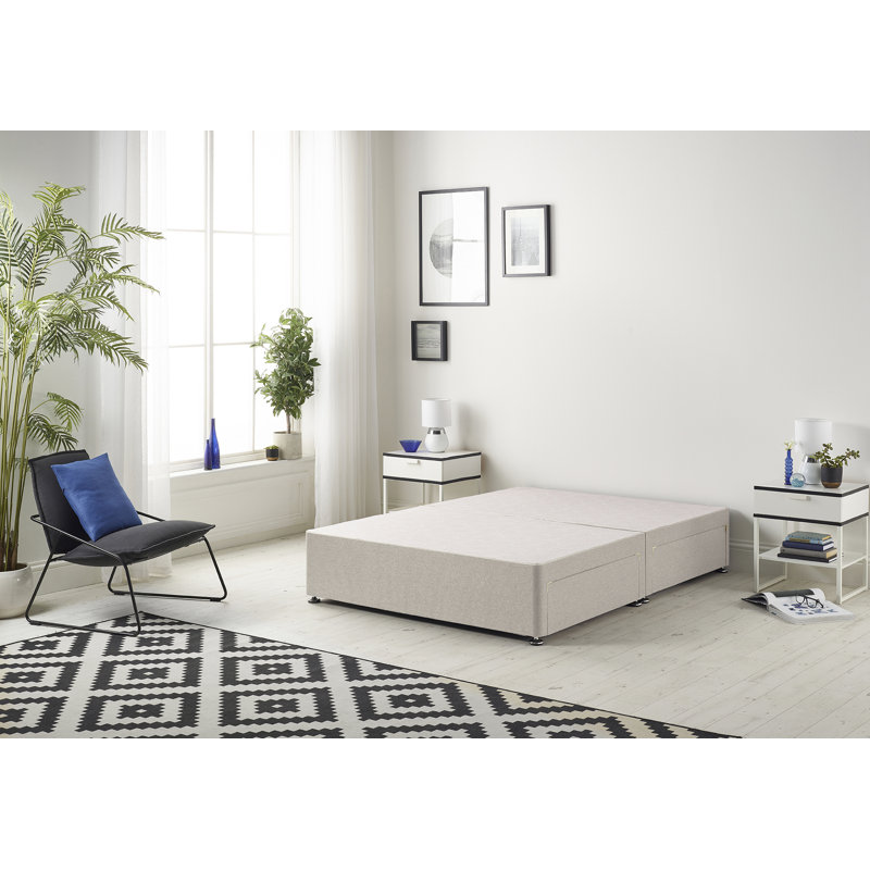 Dennishia Divan Bed Base, Silver, 2 Drawers, Double (4'6)