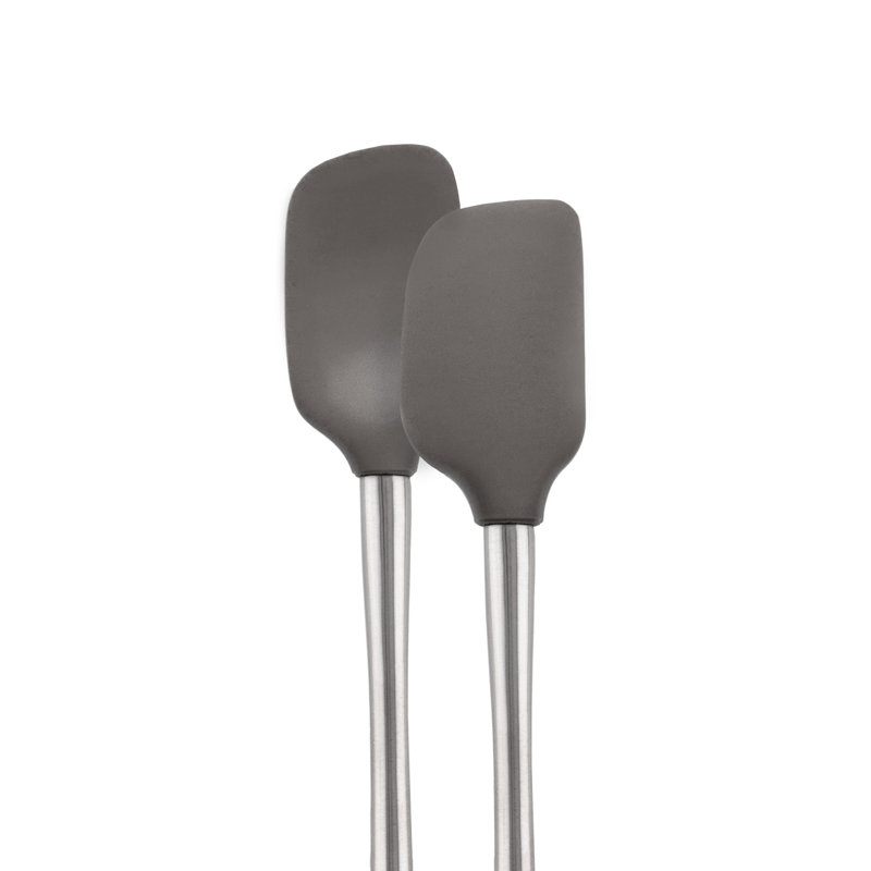 Tovolo Flex-Core Silicone Spatula and Spoonula Set with Stainless Steel Handles, Charcoal