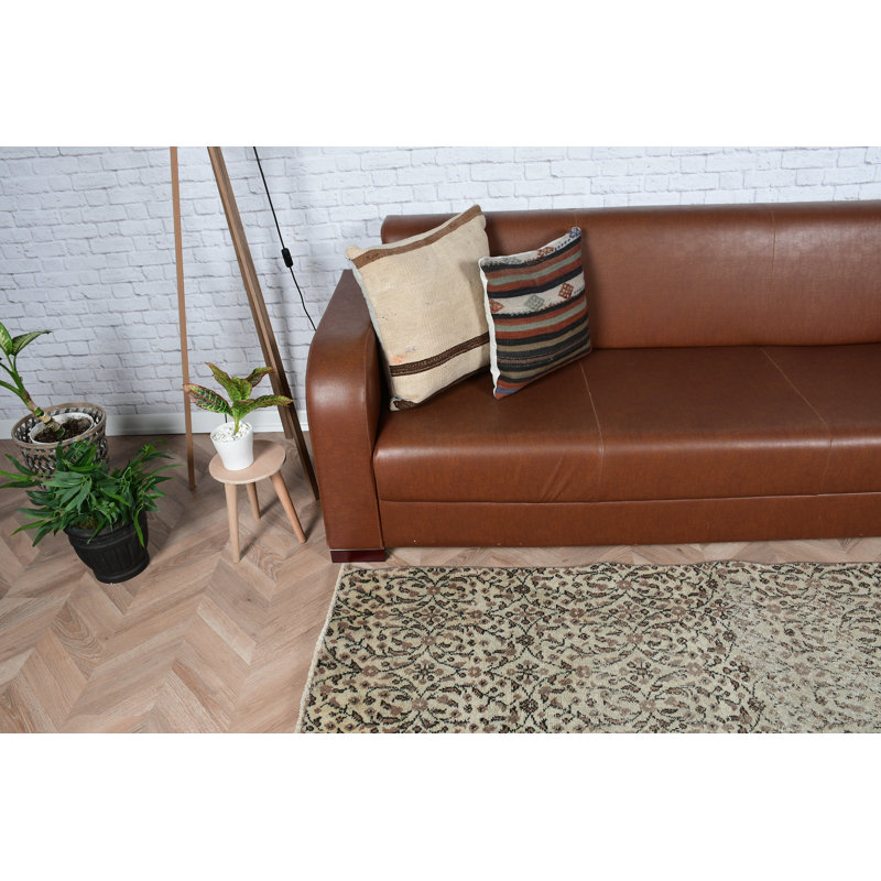 Tapis turc vintage à motif floral pour le salon en beige