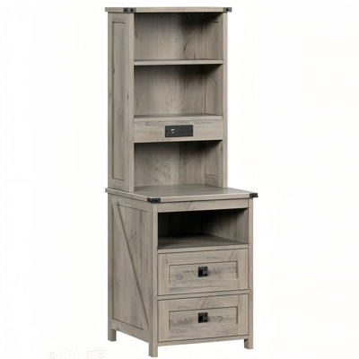(1PC) 51.6'' Extra Tall Nightstand with Bookshelf & Charging Station and LED Lights
