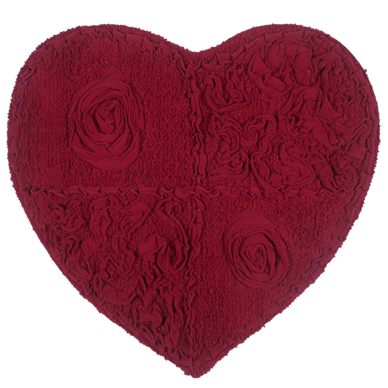 Schoenberger Heart Shape Bath Rug 25"x25", Red