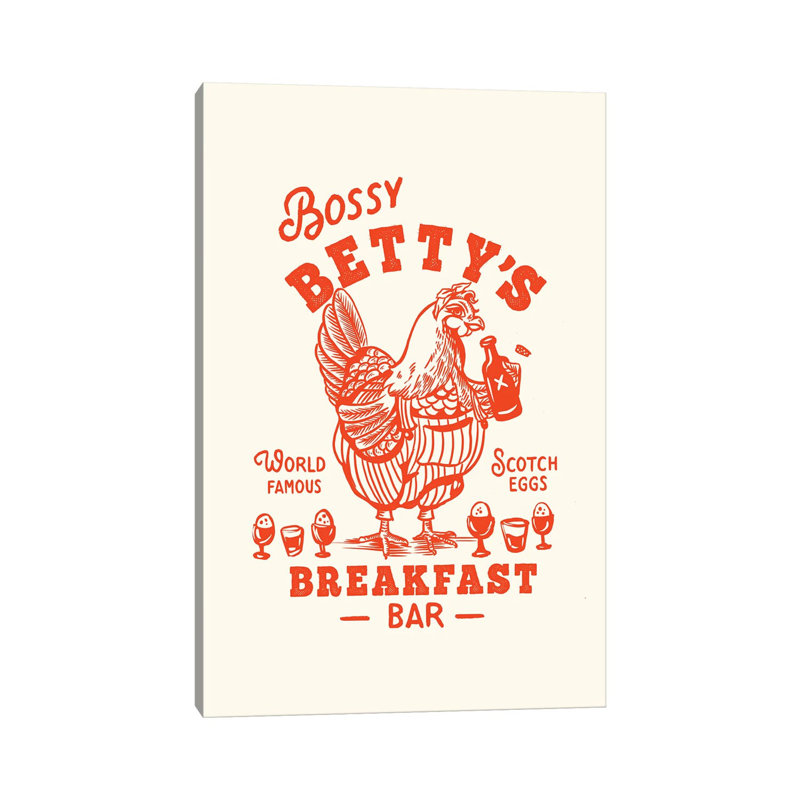 «Bossy Betty Breakfast Bar», reproduction d'art textuel sur toile tendue, H 26 po x l 18 po x 1,5 po