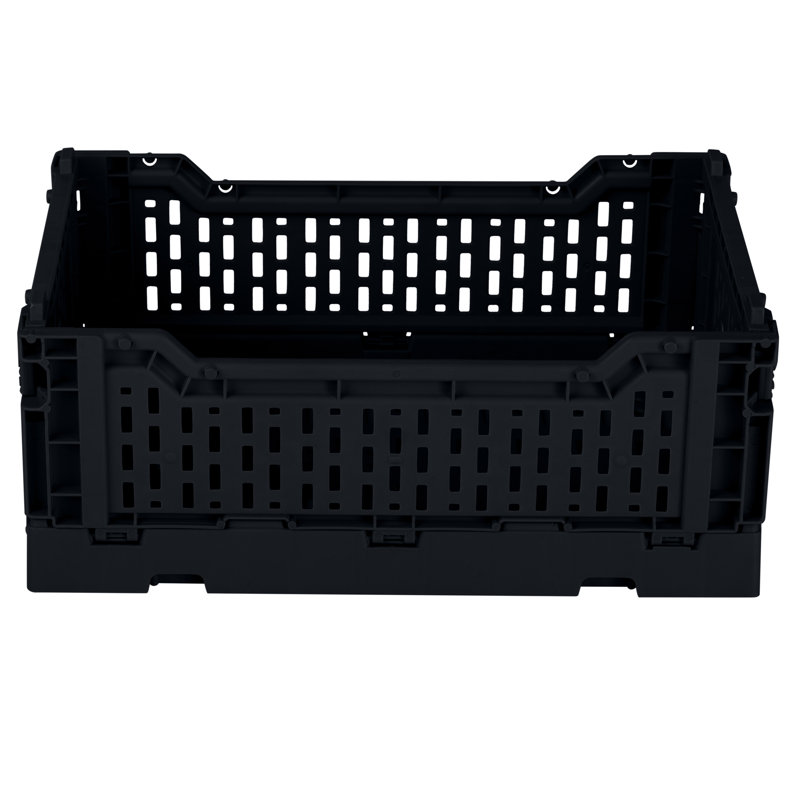 Simplify Plastic Crate, 4.13" H x 10.63" W x 6.69" L, Black