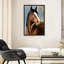 «Brown Horse Portrait with Wheat Rustic Farm Art», reproduction d'art encadrée-378154962-378154963