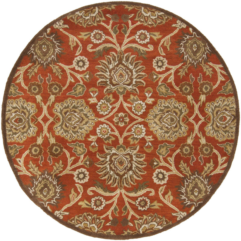 Gurusharan Wool Floral Indoor Rug, Round 4'