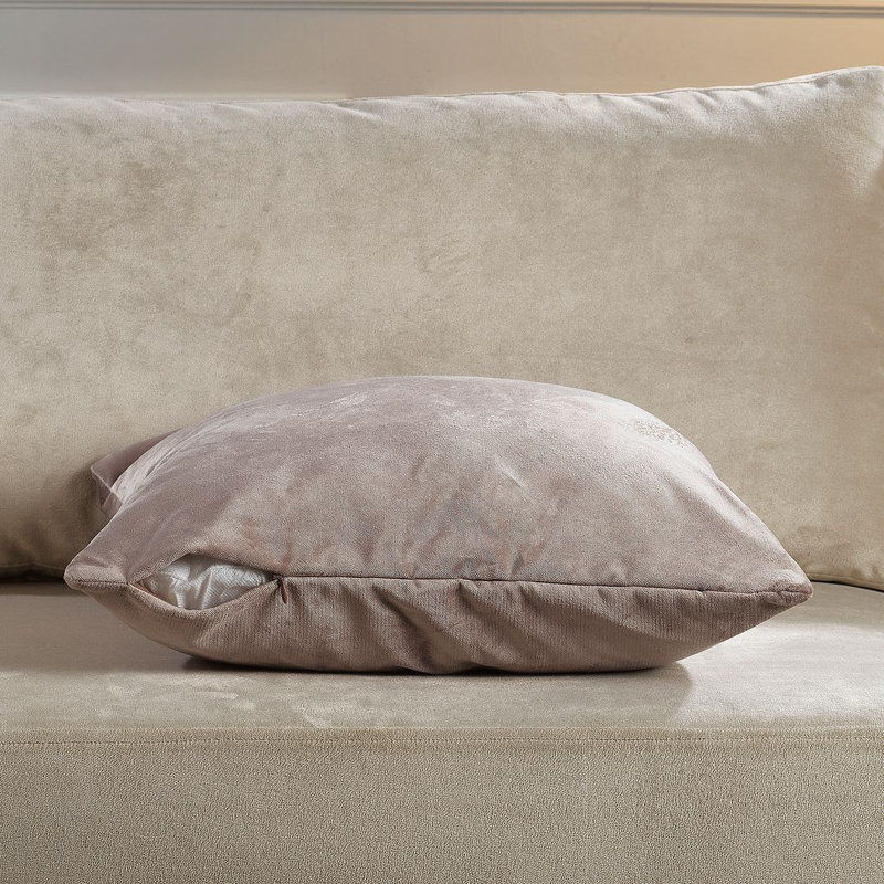 Housse de coussin en velours mat 1pc, Carré 12 po, Rose taupe