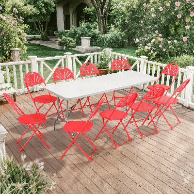 11-Piece Foldable Card Table & Chairs – Half-Fold Picnic Desk