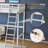 Solid Wood Loft Bed Full Size With USB Charging Station/LED With Flat Rungs, 15 Inches High Guardrail,Wood Slat Support No Box Spring Needed, White-118033172-118033173