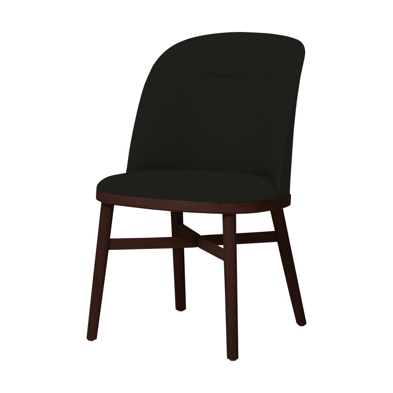 Bund 18'' H Upholstered Dining Chair, Dark Brown Oak, Omega Black