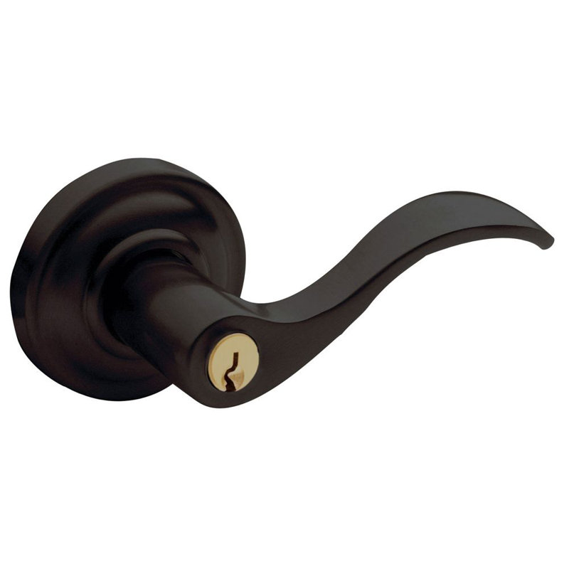 Wave Keyed (Entry) Door Lever with Rosette, Oil Rubbed Bronze, Yes, Left