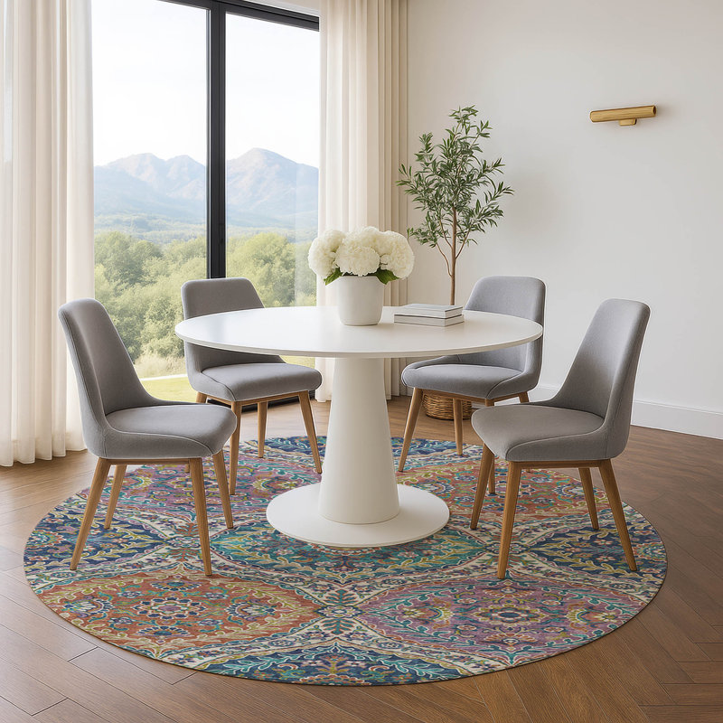 Premium Machine Washable  Panels Rug, Round 8'