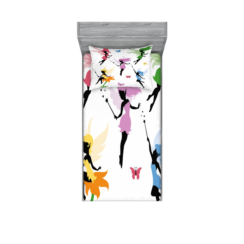 Multicolore ensemble de draps et taies décoratives Ambesonne, Ensemble de draps pour lit simple TG + 1 drap-hous