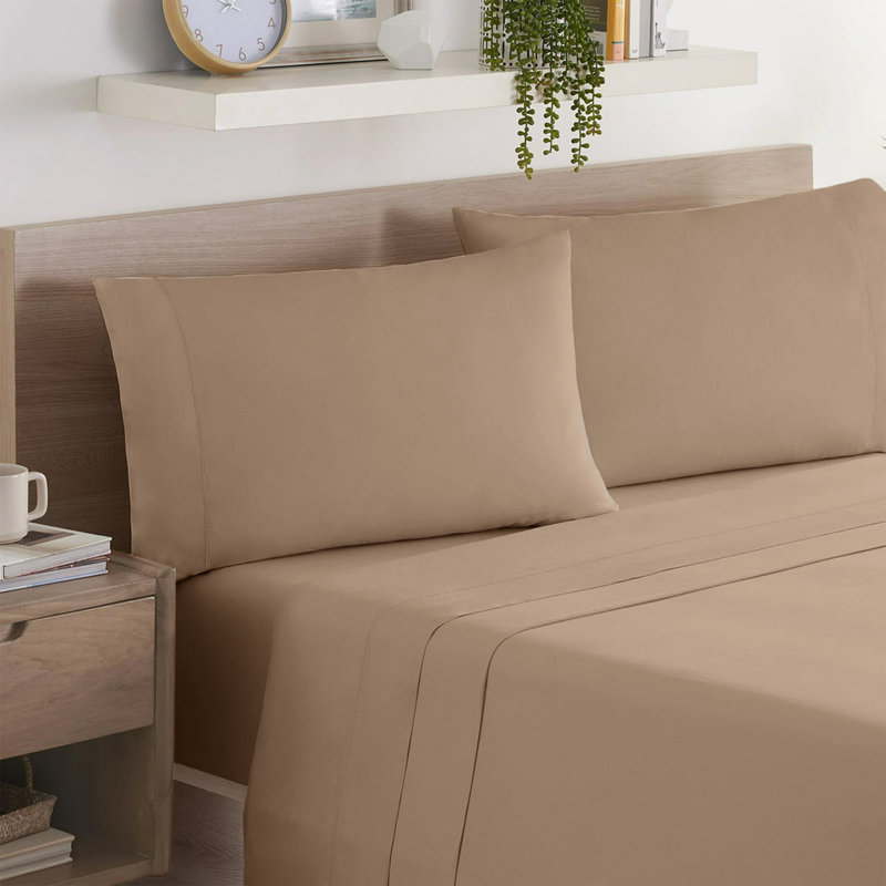 Moitreo Luxury Microfiber Flat Sheet Breathable & Durable Bedding Sheet, Beige, Super King (6')