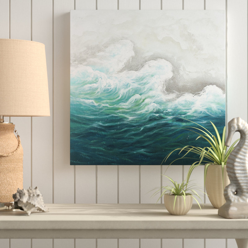 « seaside », reproduction de peinture à l’huile sur toile tendue, H 36 po x l 36 po x P 1,5 po