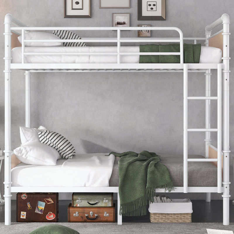 Metal Bed, Twin XL Over Twin XL, White