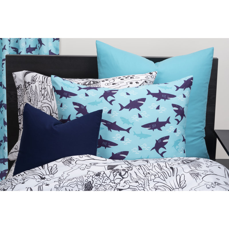 Twin Blue Shark Reversible Microfiber Comforter Set