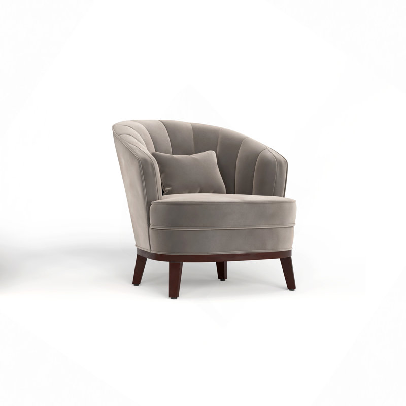 Fauteuil d'appoint en tonneau rembourré, Gris