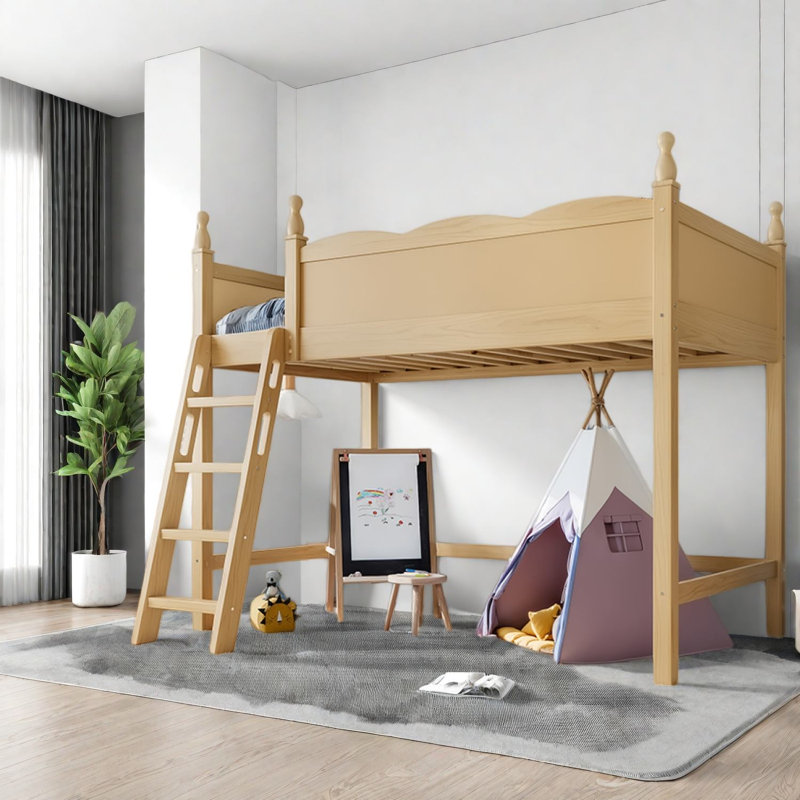 Lit peu encombrant avec rangement, lit mezzanine en bois aggloméré simple, chambre d'enfant moderne