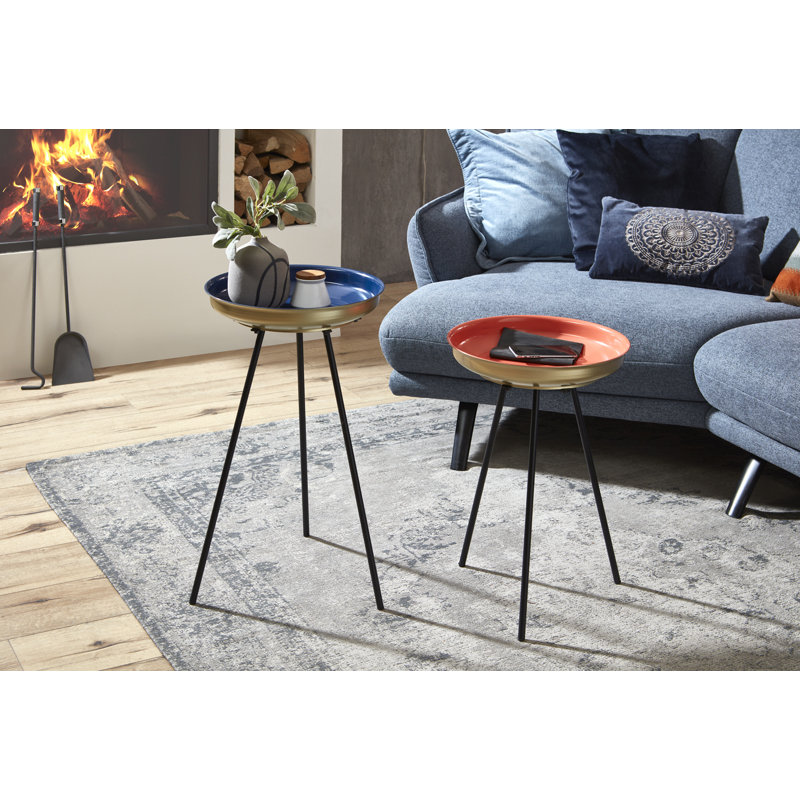 Tray Top Nesting Tables, Blue/Coral/Gold