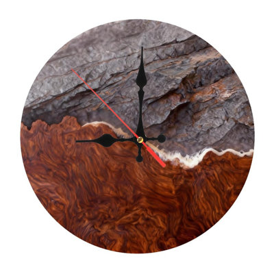 Horloge murale ronde en bois 10 po, mouvement à quartz silencieux, imprimé UV, à piles
