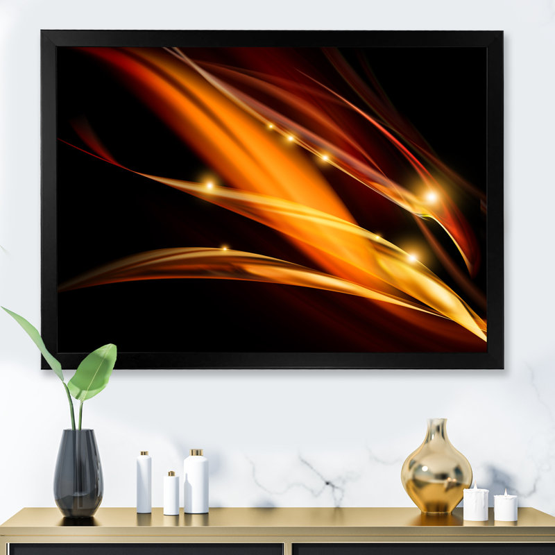 «Colorful Fractal Fire and Water Fusion II», reproduction d'art sur toile moderne, Cadre noir, H 8 po x l 12 po x P 1 po