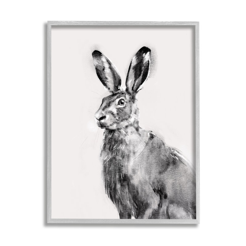 «Large Wild Hare Portrait», impression noir sur blanc, Estampe numérique Farmhouse, H 30 po x l 24 po x P 1,5 po