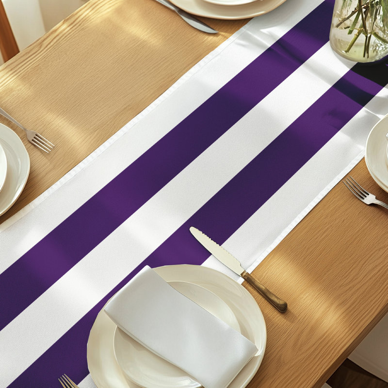 Purple Striped Table Runner 72" x 12", Purple, 72" L x 12" W