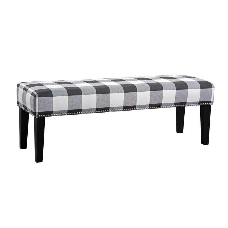 Catignani Miley Upholstered Bench with Silver Nail Trim