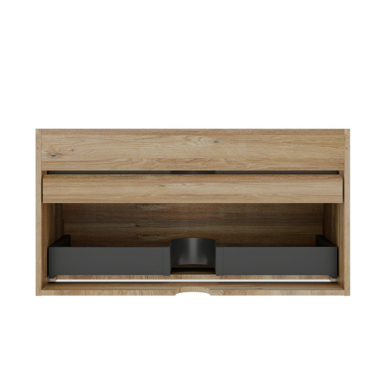 Meuble-lavabo mural moderne Reeves de 36 po avec tiroirs à fermeture douce et matériaux écologiques, 36