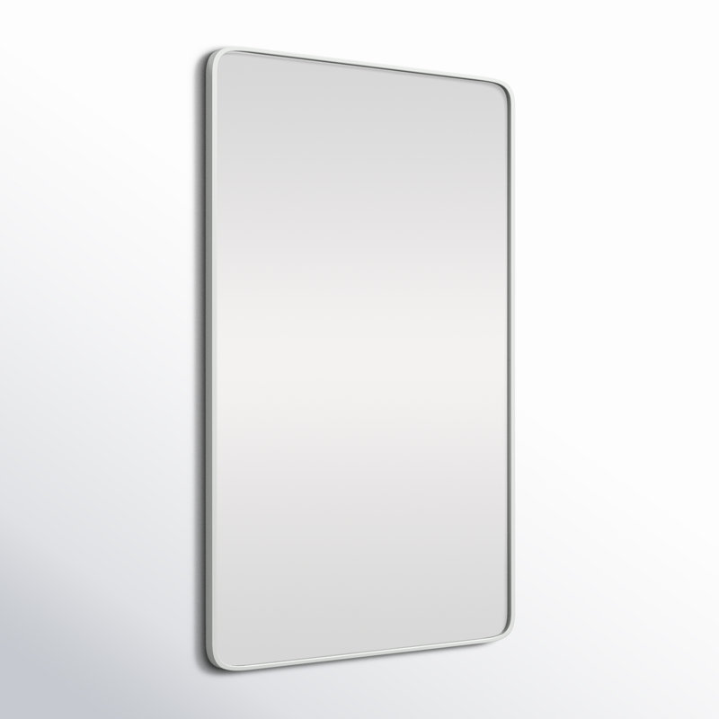 Sabine Metal Rounded Rectangle Wall Mirror, White, 48" x 30"