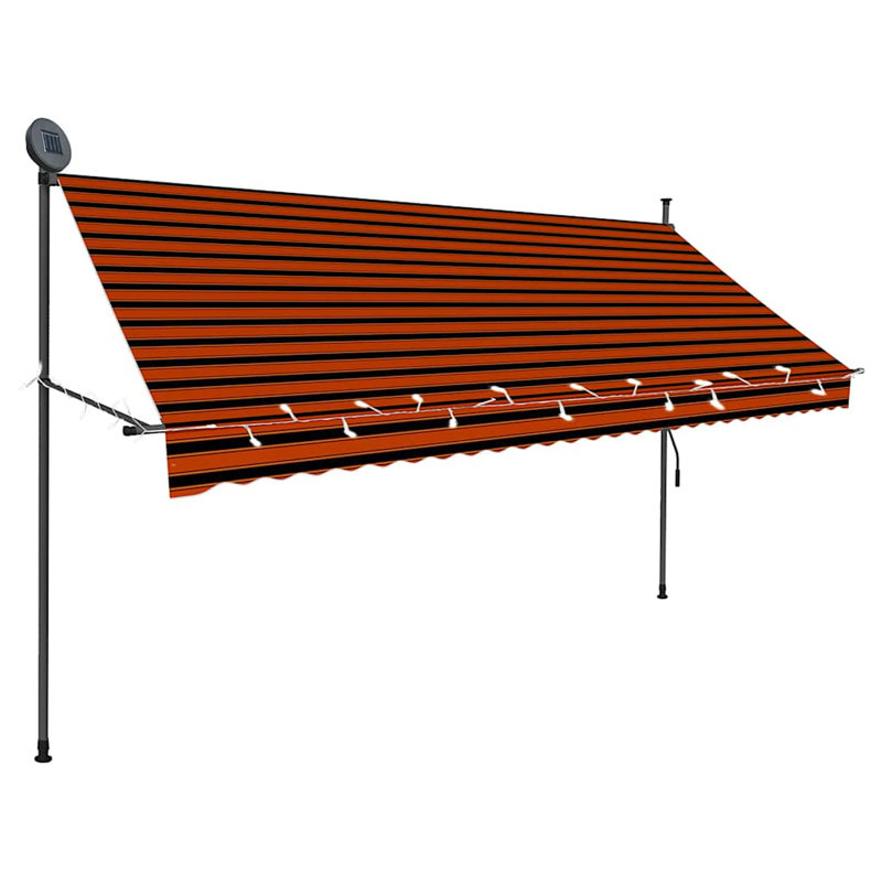 Polyester Cover Retractable Door / Window Awning, 118.10" H x 118.10" W, Orange/Brown