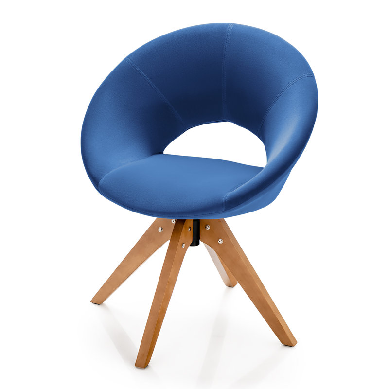 Friedhart Velvet Swivel Armchair, Blue Velvet