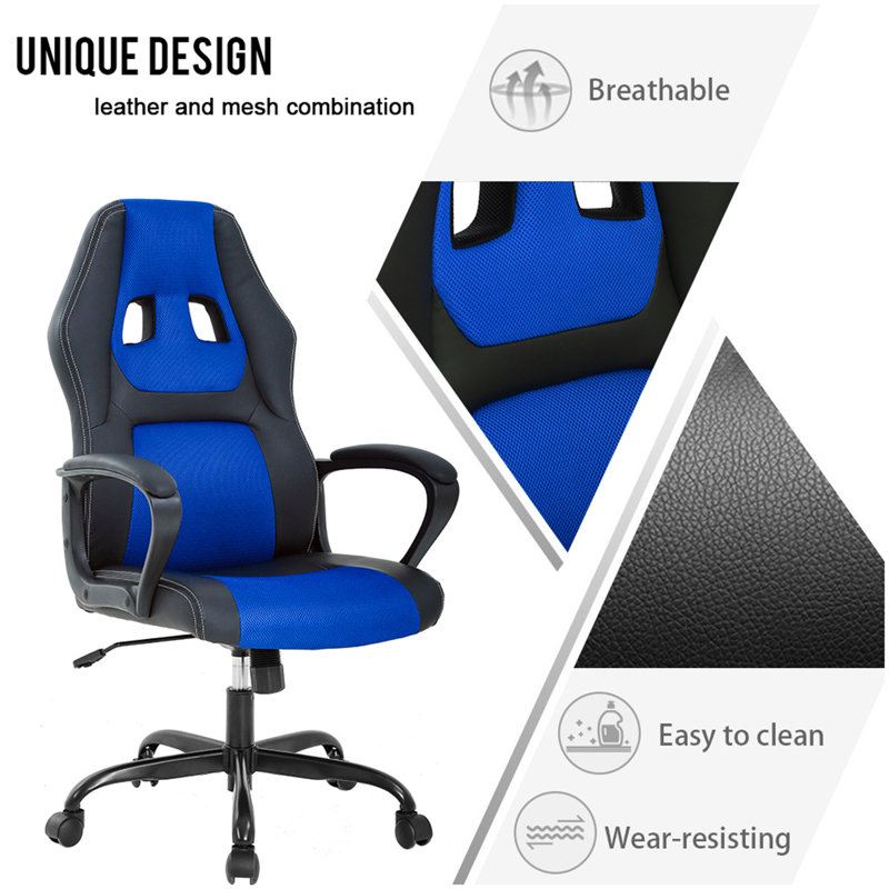 Gaming Chair Ergonomic Office Chair Computer Chair with Lumbar Support Ergonomic Pu Leather Adjustable Height Executive Chair for Women Men and Adults