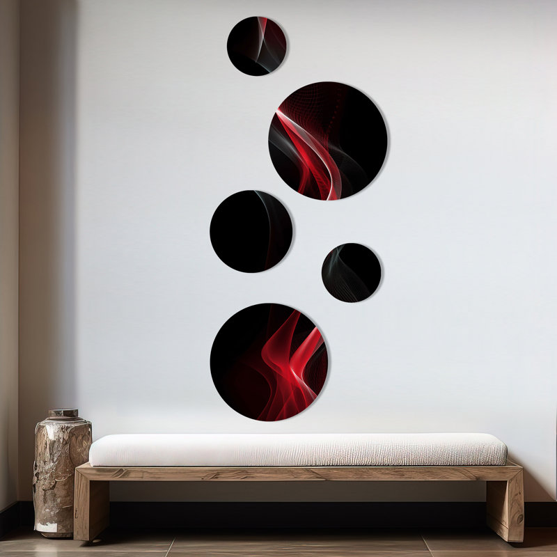Décoration murale abstraite rouge et noire Contemplative III - Modern Waves