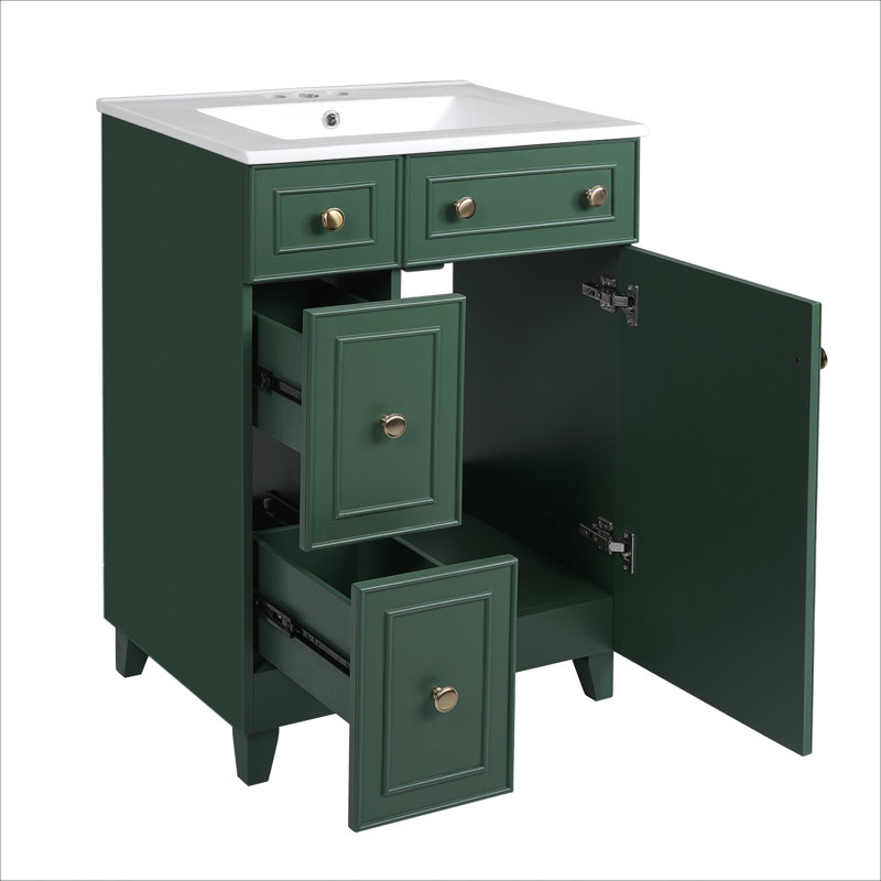 Meuble-lavabo 24 po avec lavabo en céramique, Vert