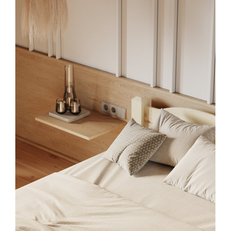 Vaill Solid Wood Bed, Beige, European Single (90 x 200cm)