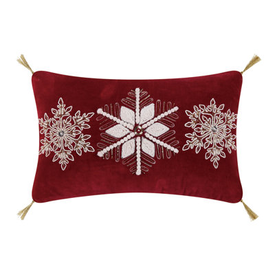 Oreiller en velours brodé Snowflakes