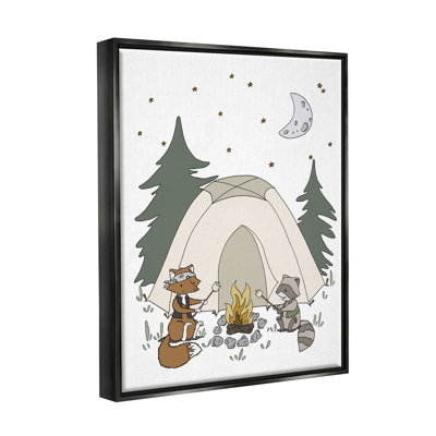 «Woodland Animals Camping Nature Tent Roast Marshmallows» par Sweet Melody Designs - cadre flottant, impression sur toile