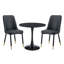 Ensemble de salle à manger rond moderne 3 pièces, table à piédestal noir et chaises capitonnées-1663966499