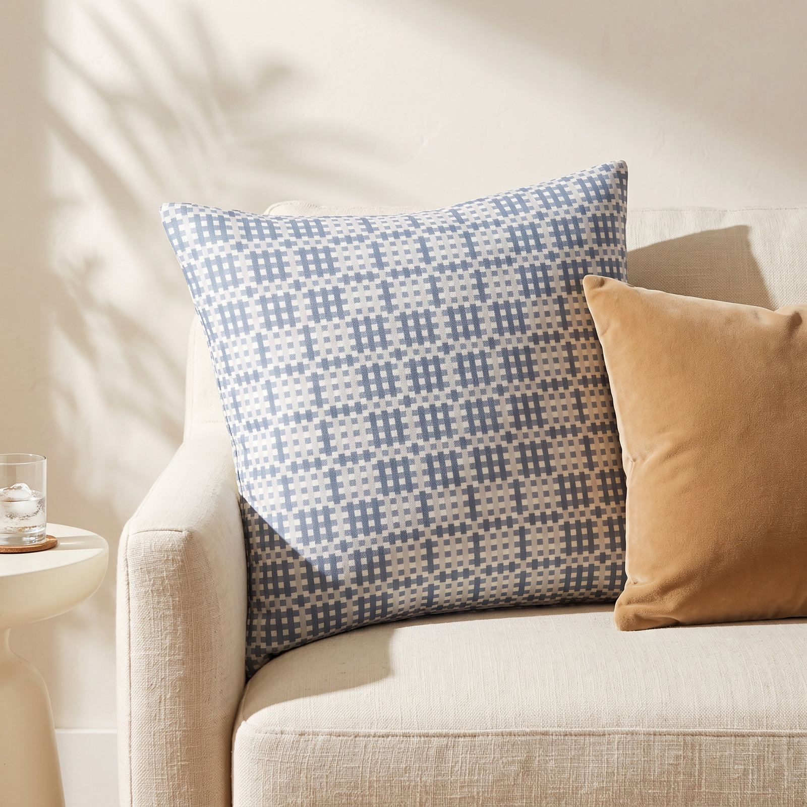 Ashwin 30" x 30" Throw Pillow, Blue Geometric