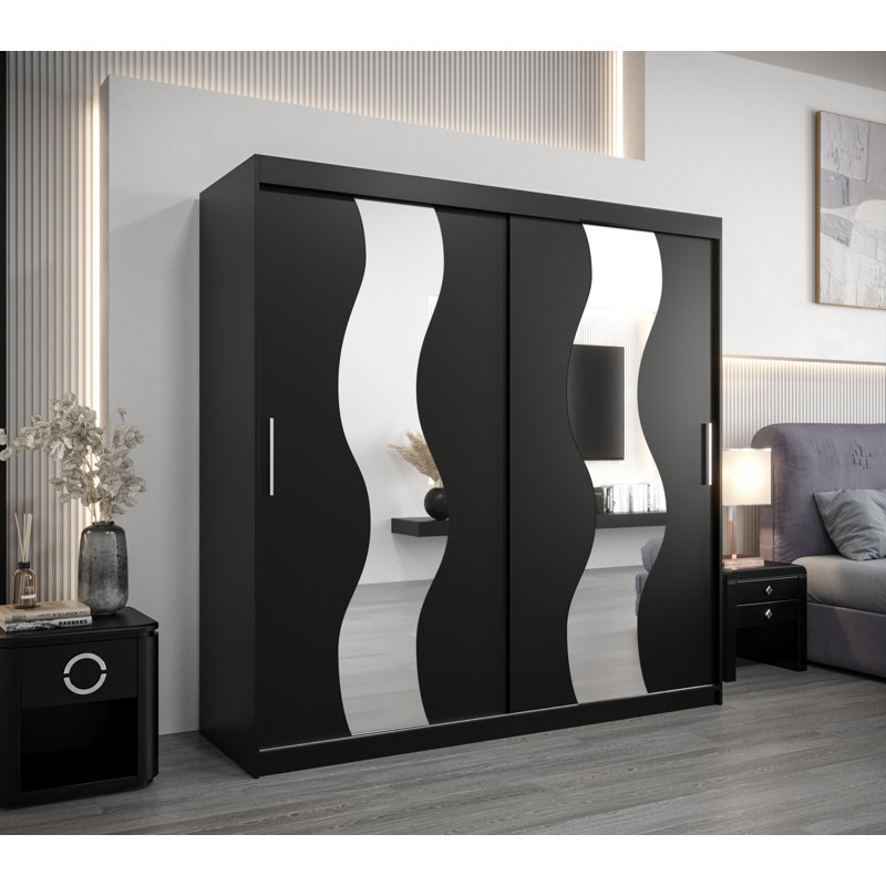 Atilla 2 Door Manufactured Wood Wardrobe, Black Matt