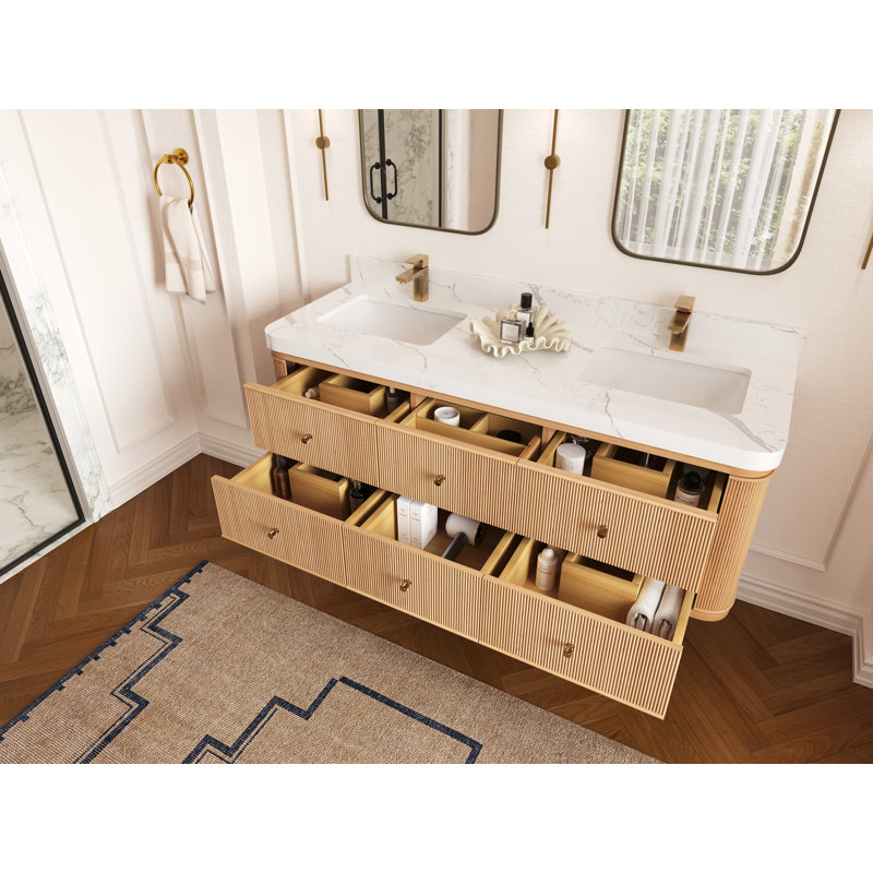Chêne flottant Hampton X P 22 po De salle de bain D Quartz blanc