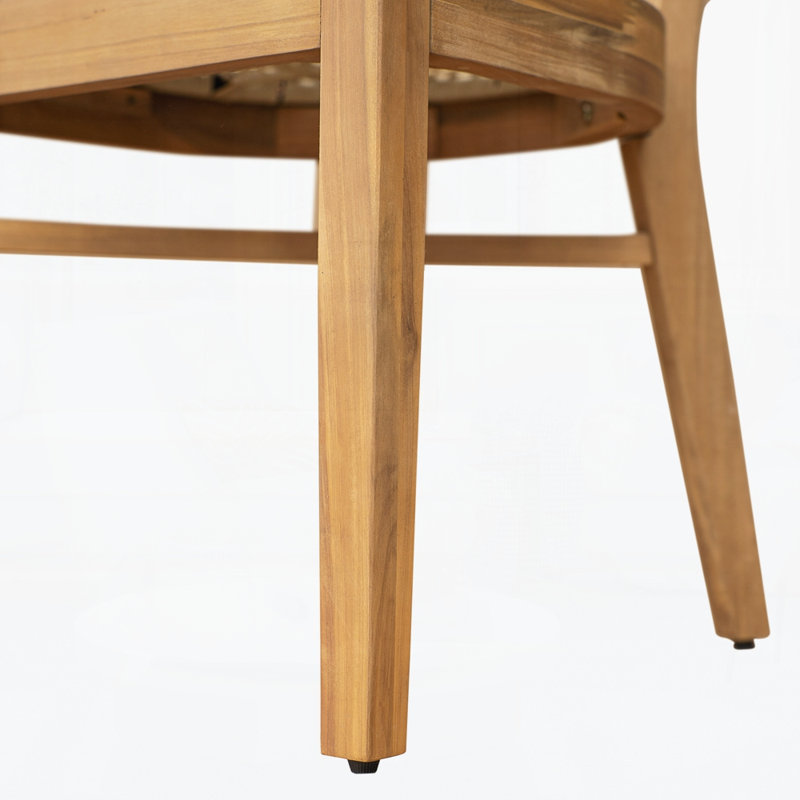 Chaise de salle à manger en bois et osier (ensemble de 2)