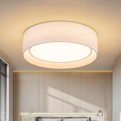 Modern Linen Drum Flush Mount Ceiling Light With 5- 5-Cct