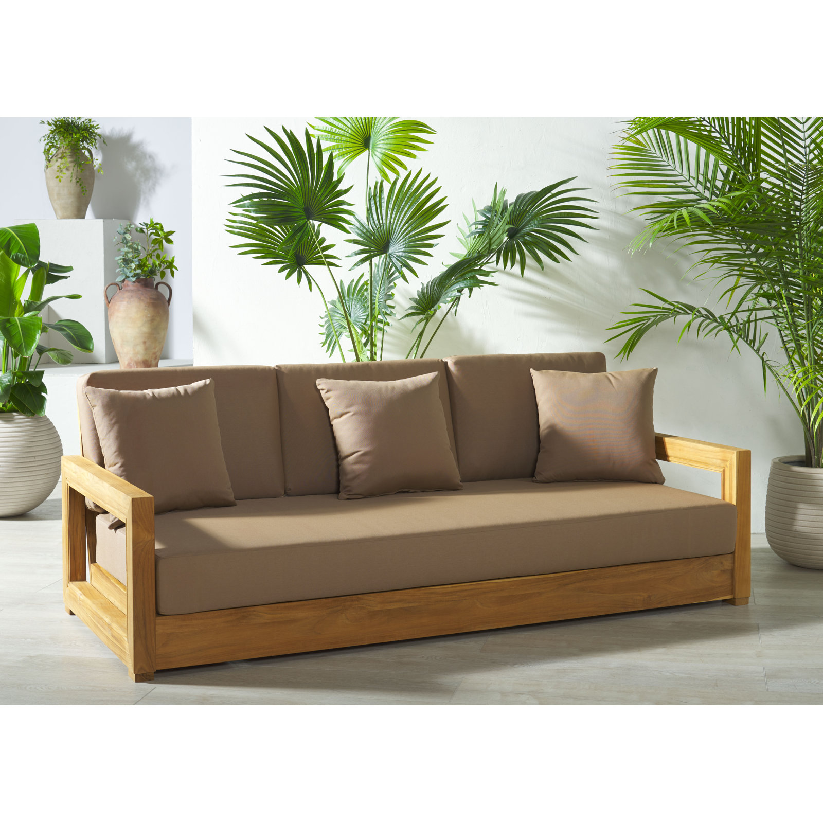 Melrose 76.55'' Teak Outdoor Sofa, Brown Melrose