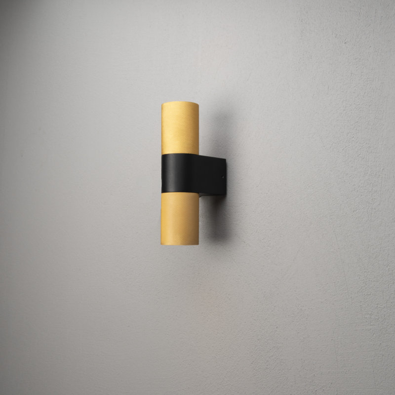 Temi 2 Up Down Outdoor Wall Light, Black/Gold