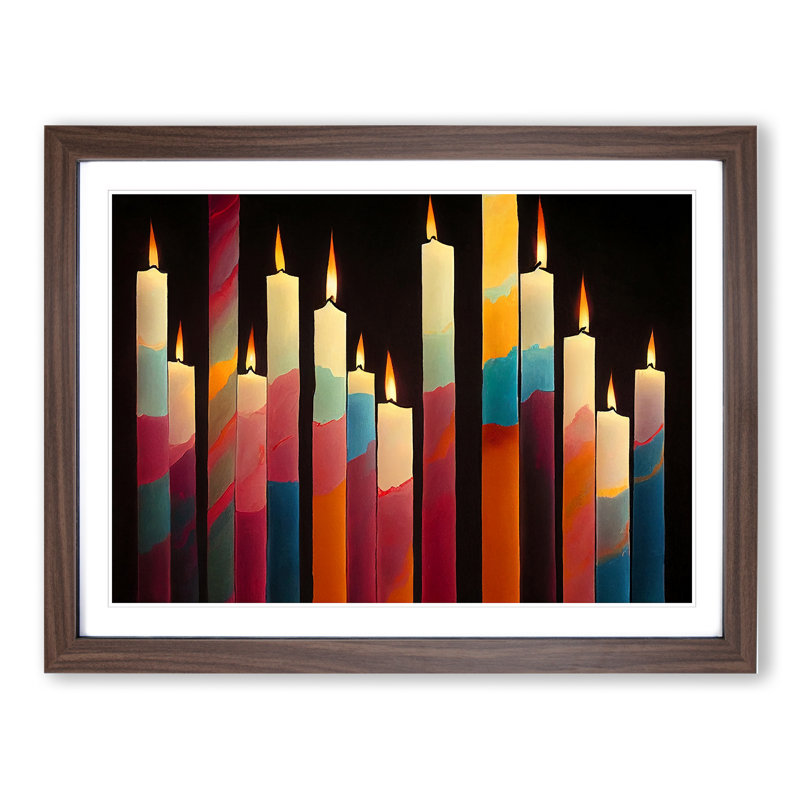 Candle Art Vol.3 - Picture Frame Print, Walnut, 25cm H x 34cm W x 2cm D